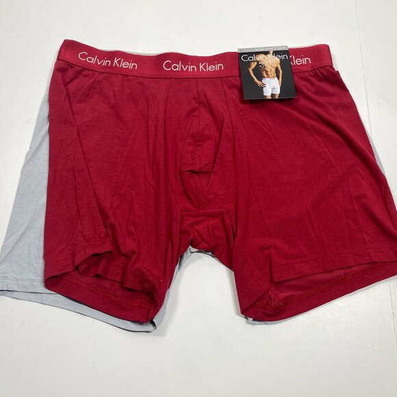 NWT Calvin Klein Body Modal Boxer Briefs - 2 Pack - Red - Gray - Picture 1 of 8